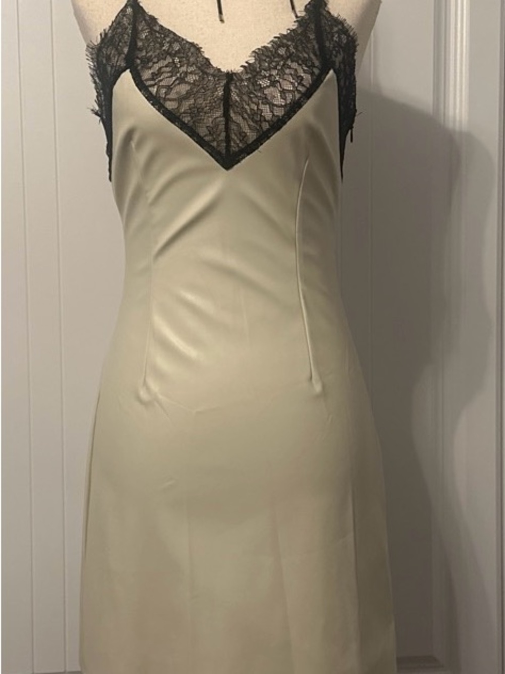 Missguided Cream Faux Leather Dress